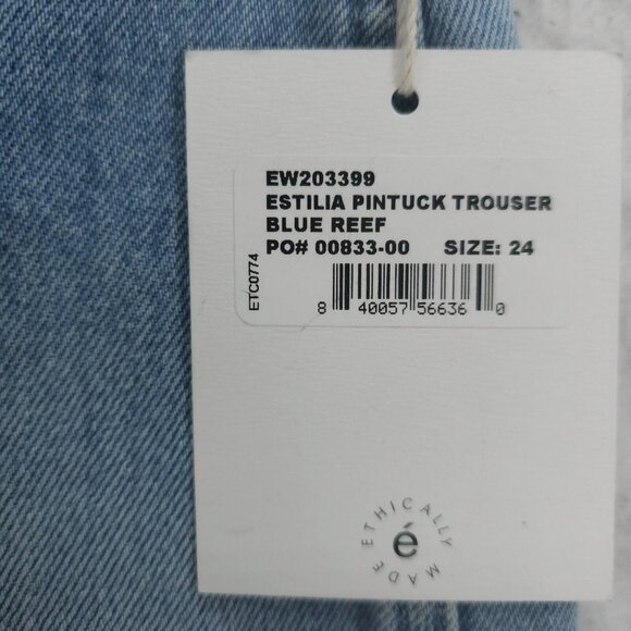NWT ETICA Estilia High Rise Flared Pintuck Jeans BLUE REEF Wash Wide Leg Size 24 - Picture 7 of 8